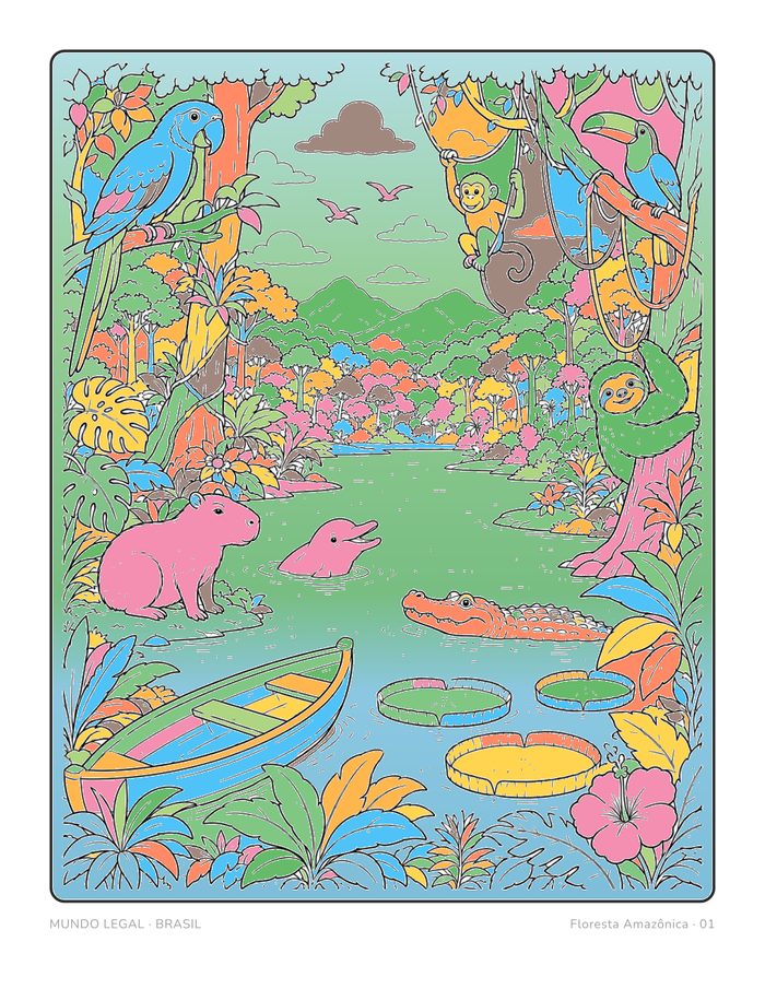 Desenho pintado: Floresta Amazônica · Brasil
