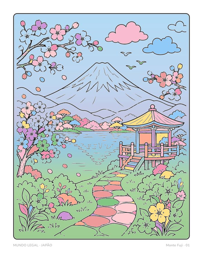 Desenho pintado: Monte Fuji · Japão